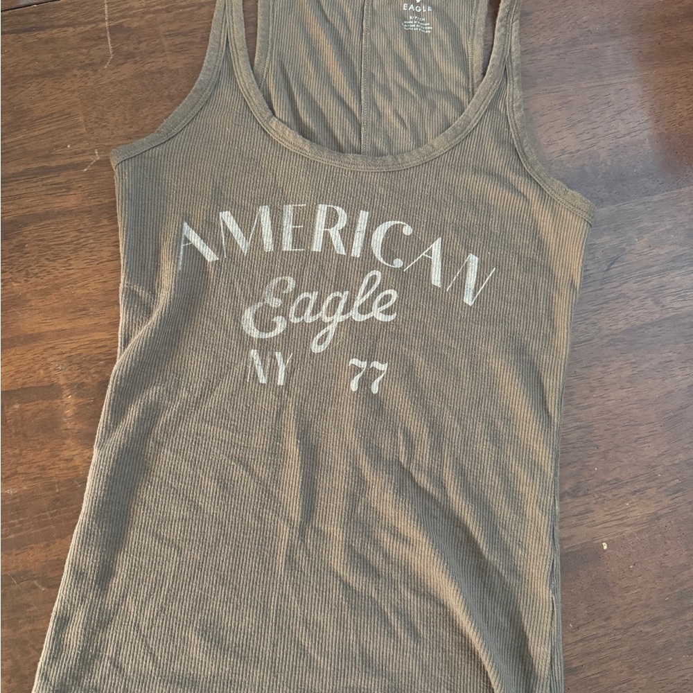 American Eagle Outfitters Graphic Brown Tank Top